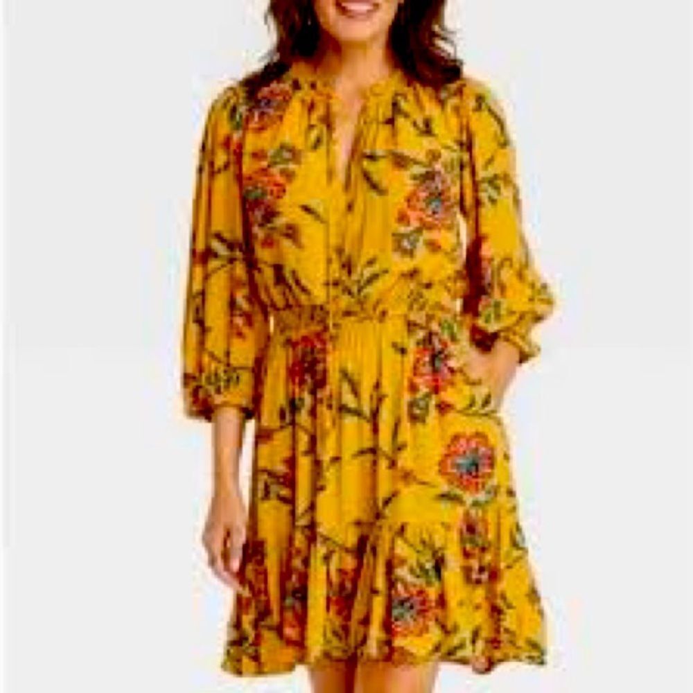 Knox Rose 100% Rayon Floral Mini Dress M
